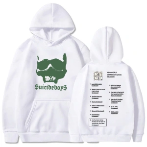 Beyaz Unisex treetweed Grafik Giyim YENI DÜNYA DEPRESSI Albümü Kapüşonlularüz