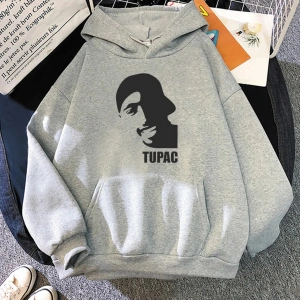 Beyaz Unisex Tupac 2pac Kapüşonlular Moda Punk Manga Grafik Estetik ErkekDö