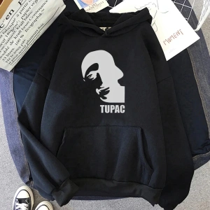 Beyaz Unisex Tupac 2pac Kapüşonlular Moda Punk Manga Grafik Estetik ErkekDö