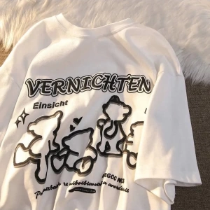 Beyaz Unisex Vernichtten Einsicht Karakter Tişört