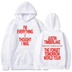 Beyaz Unisex Yarın dünya turu unutmak Justin Timberlake şarkıcı baskı Streetwear Hip Ho