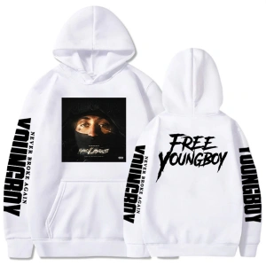 Beyaz Unisex YoungBoy Never Broke Again Daha Fazla Sızıntı Albümü kapüşonlu e