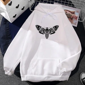 Beyaz Unisex Yumuşaki öpücük ölüm MOTHICA caderas Con Capucha Casua