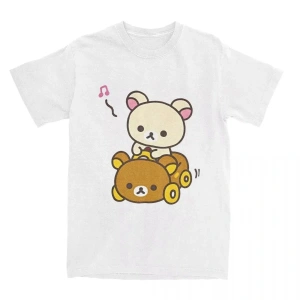 Beyaz Üst Yaz Yeni Karikatür baskılı Kore Üstleri Gevşek Yuvarla