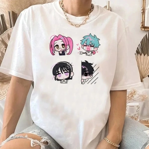 Beyaz Uzaylı Sahne Kawaii Karikatür Streetwear Y2k Harajuku Anime Japon Manga T