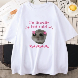 Beyaz Üzgün Hamster Tshirt ben sadece bir mektup