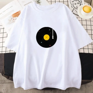 Beyaz Vintage Müzik Grafik Baskı Retro yetişkin Tshirt Moldova Üs