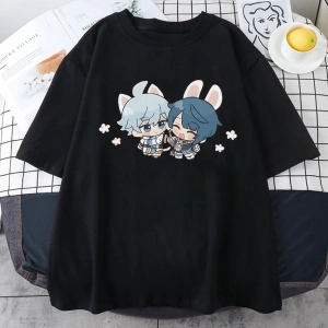 Beyaz Xingqiu ve Chongyun Bunny sevimli Genshin darbe Kawaii