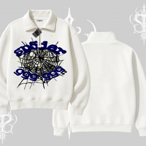 Beyaz Yarım Fermuarlı Sweatshirt Sp55der