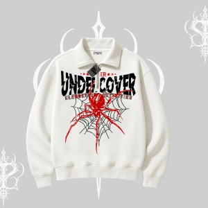 Beyaz Yarım Fermuarlı Sweatshirt Spider Undercover