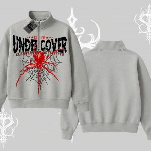 Beyaz Yarım Fermuarlı Sweatshirt Spider Undercover