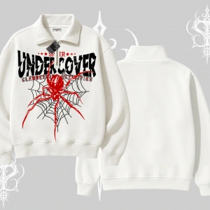 Beyaz Yarım Fermuarlı Sweatshirt Spider Undercover