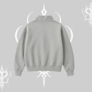 Beyaz Yarım Fermuarlı Sweatshirt Vampir Dış
