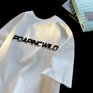 Beyaz Yaz Trendi Yaz Üst Hong Kong Faionable Grafik Tees Unisex Ca