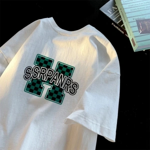 Beyaz Yaz Trendi Yaz Üst Hong Kong Faionable Grafik Tees Unisex Ca