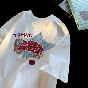 Beyaz Yaz Trendi Yaz Üst Hong Kong Faionable Grafik Tees Unisex Ca