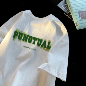 Beyaz Yaz Trendi Yaz Üst Hong Kong Faionable Grafik Tees Unisex Ca