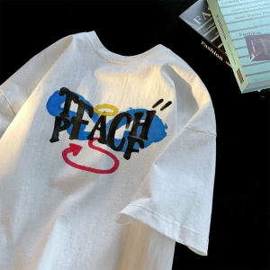 Beyaz Yaz Trendi Yaz Üst Hong Kong Faionable Grafik Tees Unisex Ca