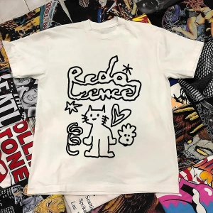 Beyaz Yeni Amerikan Tarzı Eğlenceli Tasarım Baskılı Tops