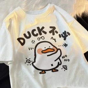 Beyaz yeni kurbağa evrimi baskı japon Retro streetwear yaz Tee Vintage