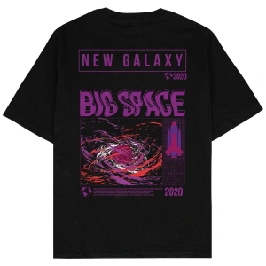 Big Space Siyah Oversize Unisex T-shirt