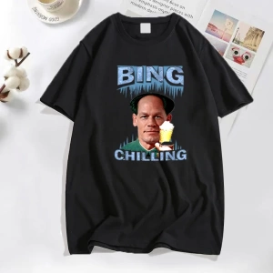 Bing soğutma Retro John Xina dondurma erkek tişört siyah pamuk yaz rahat kısa kollu erkek T S 2988