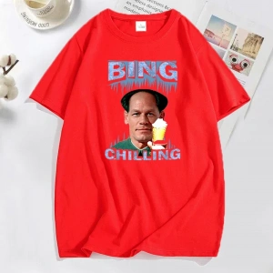 Bing soğutma Retro John Xina dondurma erkek tişört siyah pamuk yaz rahat kısa kollu erkek T S 2988