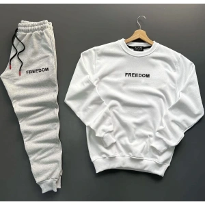 Bisiklet Yaka Freedom Baskılı Tam Kışlık Oversize Dış Mekan Erkek Eşofman Takımı