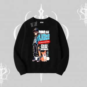 Biskilet Sweatshirt Anime Hiker Girl Balance Is Everything Baskılı