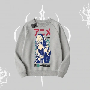 Biskilet Sweatshirt Anime Kız Desenli Japon Tarzı