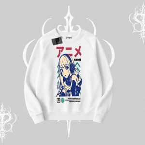 Biskilet Sweatshirt Anime Kız Desenli Japon Tarzı
