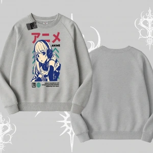 Biskilet Sweatshirt Anime Kız Desenli Japon Tarzı