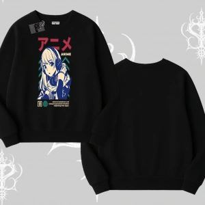 Biskilet Sweatshirt Anime Kız Desenli Japon Tarzı