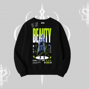 Biskilet Sweatshirt Anime Unity Neon Detaylı Grafik Baskılı