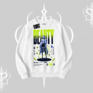 Biskilet Sweatshirt Anime Unity Neon Detaylı Grafik Baskılı