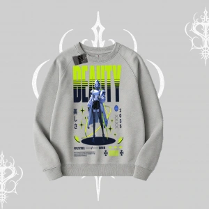 Biskilet Sweatshirt Anime Unity Neon Detaylı Grafik Baskılı