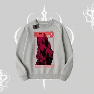 Biskilet Sweatshirt Anime Waifu Kırmızı Grafik Desenli