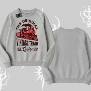 Biskilet Sweatshirt Classic Railroad Vintage Train Street Aesthetic