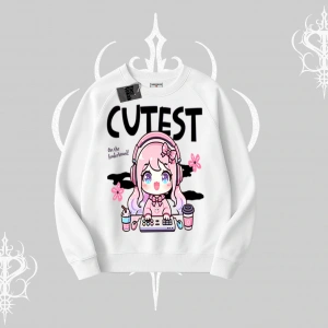 Biskilet Sweatshirt Cute Anime Gamer Girl Baskılı