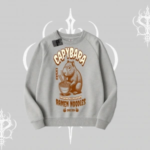 Biskilet Sweatshirt Cute Capybara Enjoying Ramen Noodles Artwork