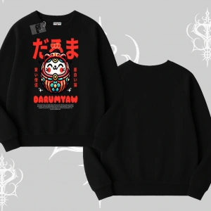 Biskilet Sweatshirt Daruma Kedi Anime Baskılı