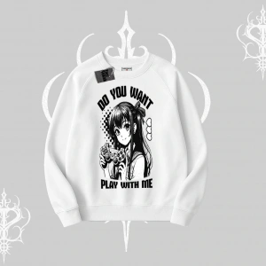 Biskilet Sweatshirt Do You Want Play With Me Anime Kız Baskılı
