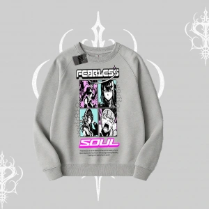 Biskilet Sweatshirt Fearless Soul Anime Kolaj Baskılı