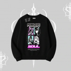 Biskilet Sweatshirt Fearless Soul Anime Kolaj Baskılı