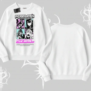 Biskilet Sweatshirt Fearless Soul Anime Kolaj Baskılı