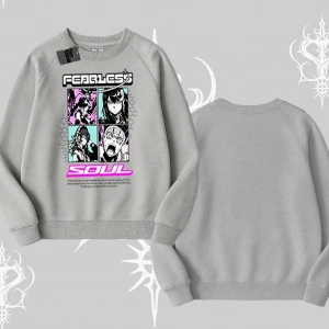 Biskilet Sweatshirt Fearless Soul Anime Kolaj Baskılı