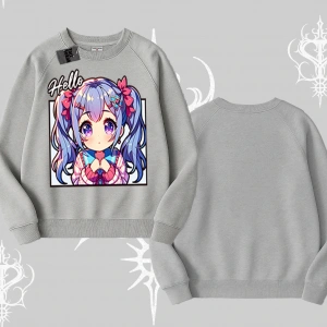 Biskilet Sweatshirt Hello Anime Kız Sevimli Karakter Baskılı