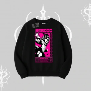 Biskilet Sweatshirt Heroic Anime Girl Japon Stil Grafik Baskılı