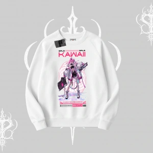 Biskilet Sweatshirt Kawaii Cyberpunk Kız Japon Stil Baskı