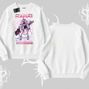 Biskilet Sweatshirt Kawaii Cyberpunk Kız Japon Stil Baskı